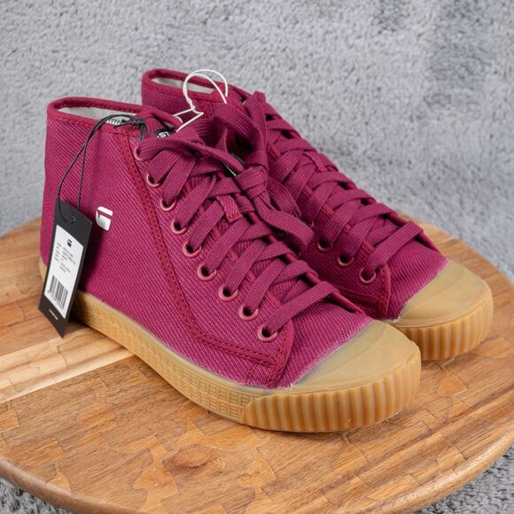 G STAR RAW MENS SIZE 8 EU 41 WMNS SZ 9.5 ROVULC MAROON VULCANIZED CANVAS SHOES - Picture 1 of 8